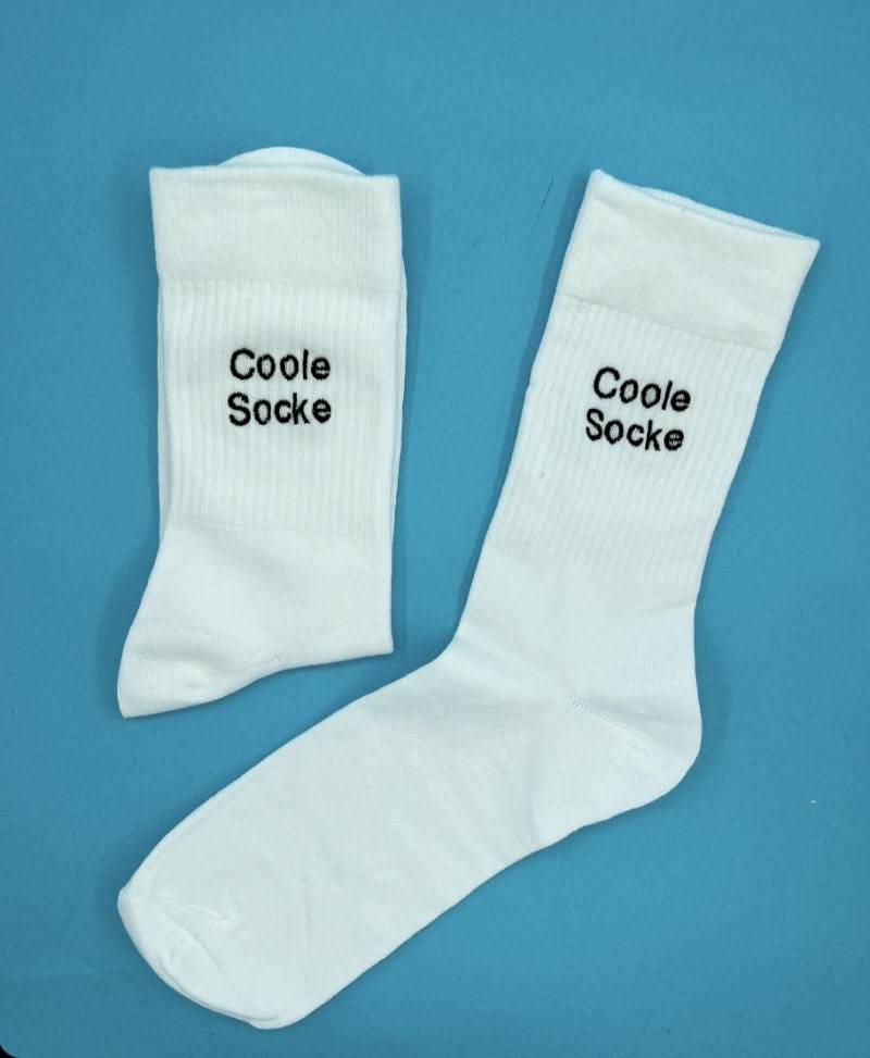 Coole Socke | Bestickte Socken Tennissocken Weiß Baumwolle von KreativAtelierStick