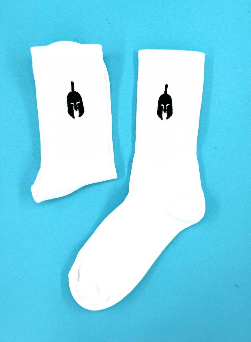 Gladiator | Bestickte Socken Tennissocken Weiß Mit Design von KreativAtelierStick