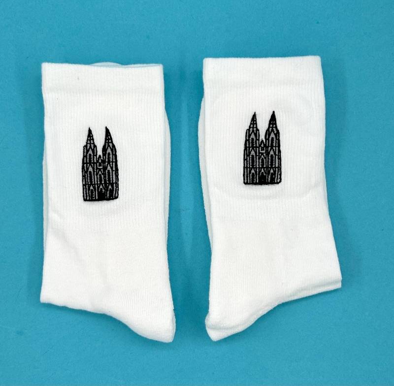 Kölner Dom | Bestickte Socken Tennissocken Mit Design von KreativAtelierStick