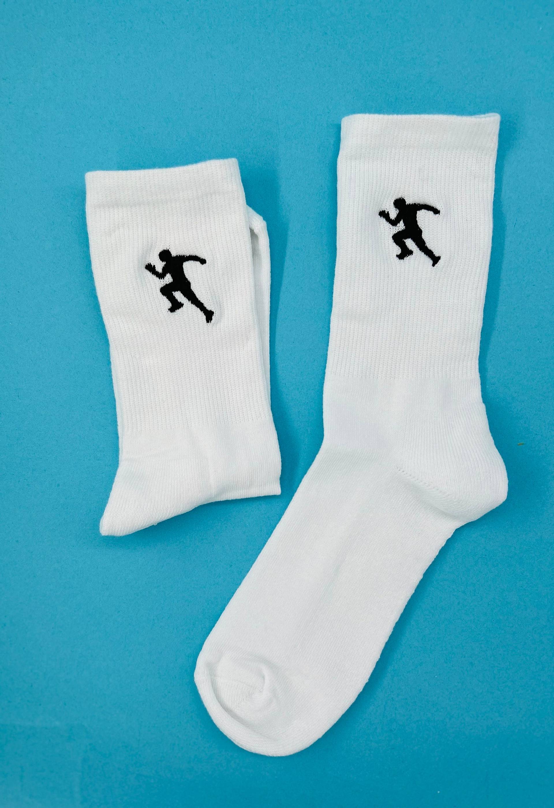 Leichtathletik | Bestickte Socken Tennissocken Weiß Baumwolle Sprinter von KreativAtelierStick