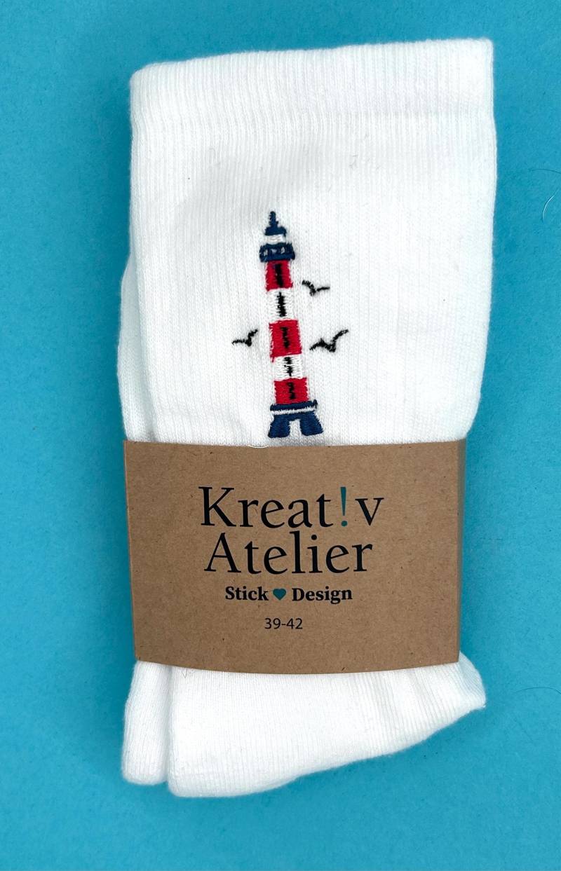 Leuchtturm | Bestickte Socken Tennissocken Mit Design von KreativAtelierStick