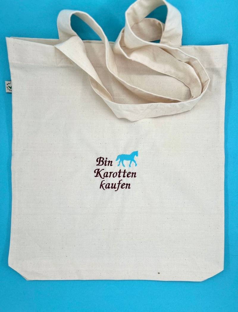 Pferd | Bestickte Bio Baumwoll Tasche Mit Spruch Und Besticktem von KreativAtelierStick