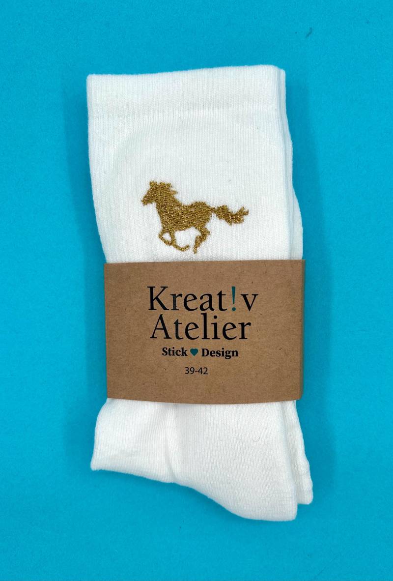 Pferd | Bestickte Socken Tennissocken Mit Galoppierendem von KreativAtelierStick