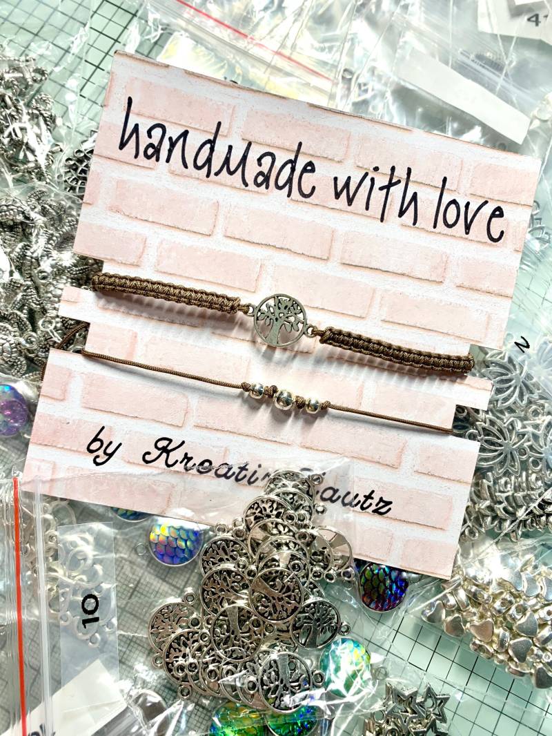 Makramee-Armband | Makramee-Fußkettchen Lebensbaum Silber Freundschaftsband Schmuck Für Frauen Set Kleines Geschenk von KreativKautz