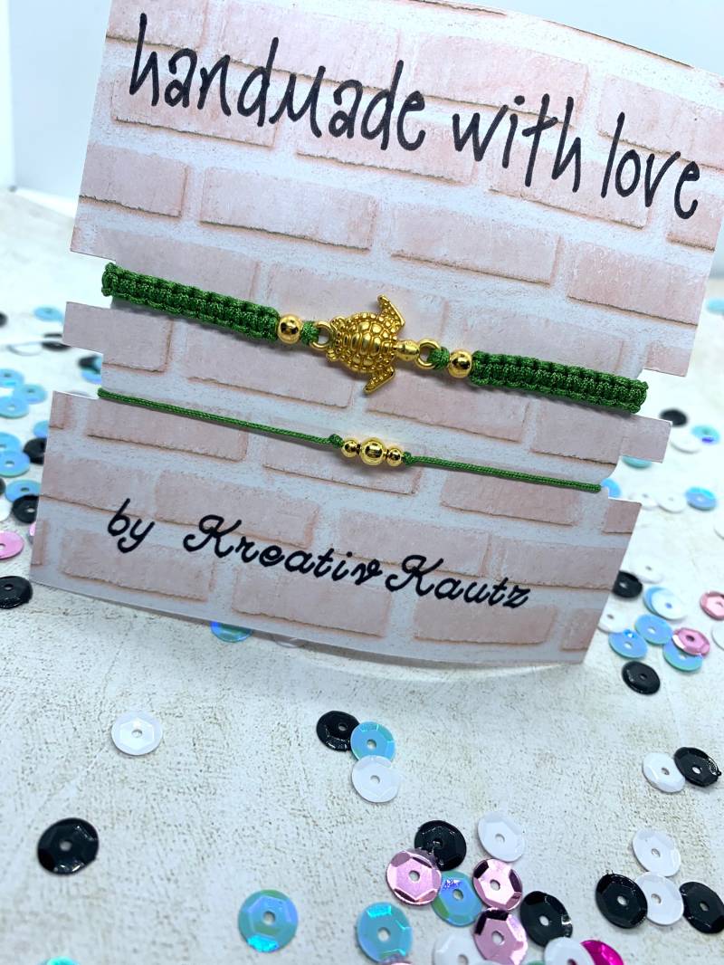 Makramee-Armband | Makramee-Fußkettchen Schildkröte Gold Freundschaftsband Schmuck Für Frauen Set Kleines Geschenk von KreativKautz