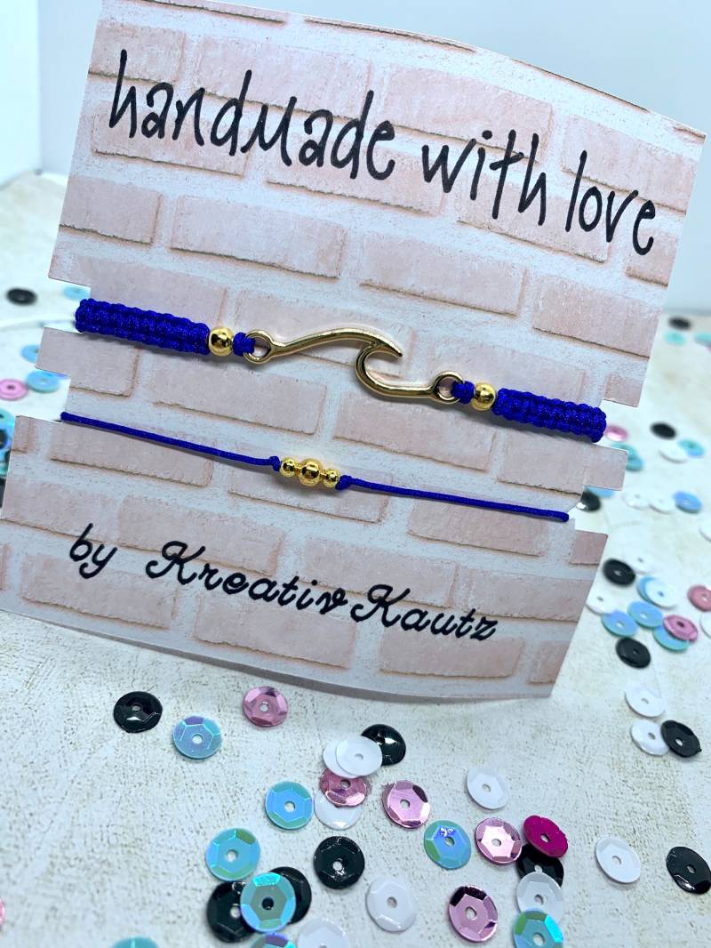 Makramee-Armband | Makramee-Fußkettchen Welle Gold Freundschaftsband Schmuck Für Frauen Set Kleines Geschenk von KreativKautz