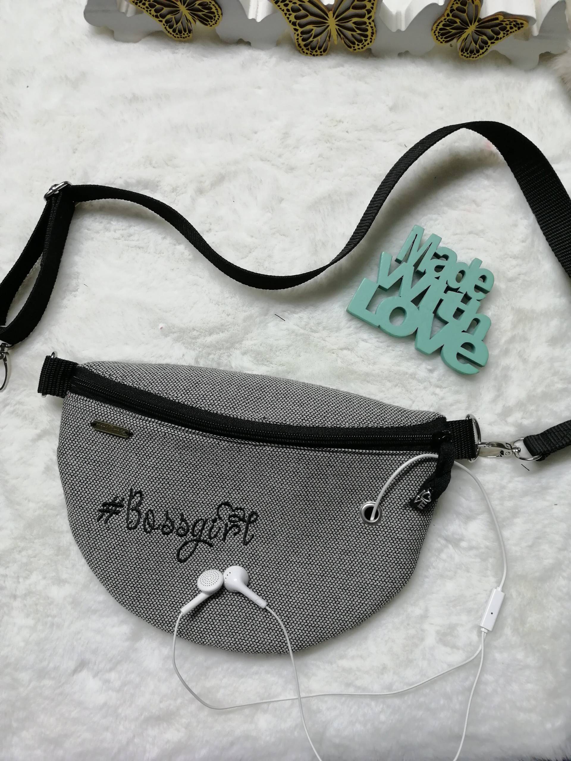 Bauchtasche - Crossbody Taschen Bossgirl Mit Vertellbarem Taschengurt(Weiß von KreativNaehhaus