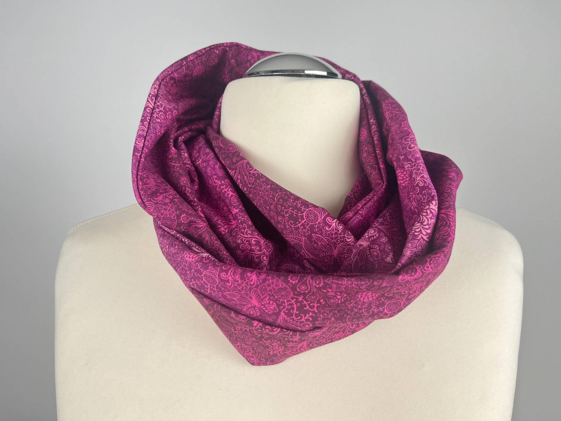 Loop | Loopschal Baumwolljersey Farbverlauf "Magenta" Muster Waschbar Dehnbar Handgefertigt von KreativOaseShop