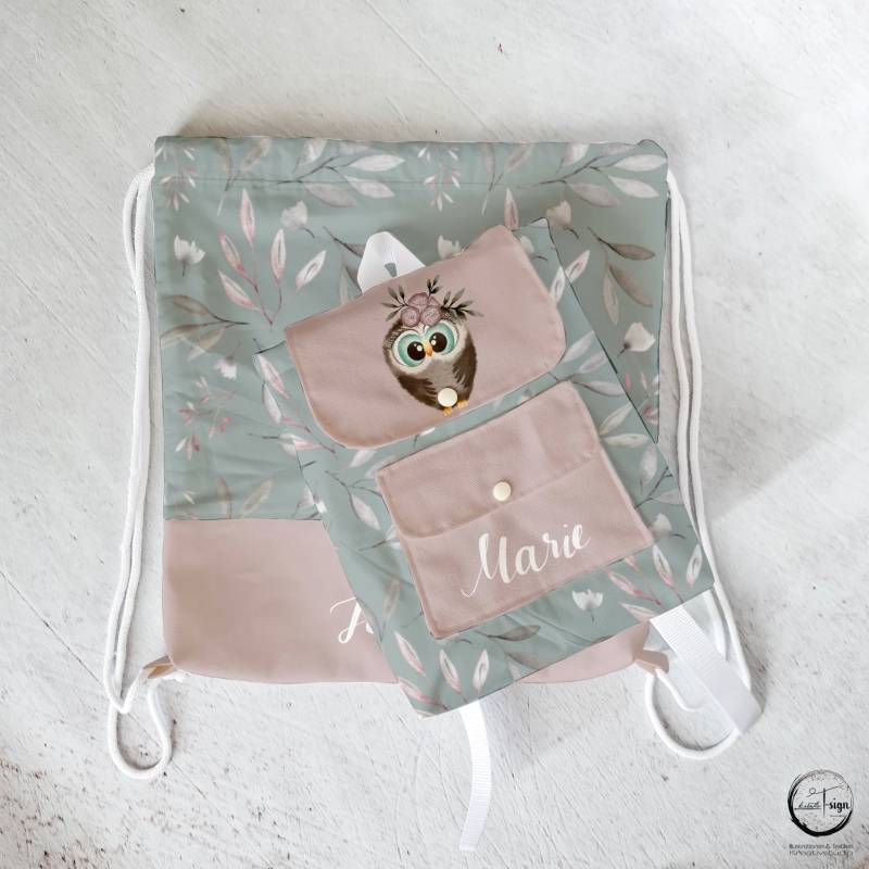 Kita-Set Kinderrucksack Mit Turnbeutel/ Wäschesack "Eule" | Vorbestellung Kita-Set Kinderrucksack Mit Turnbeutel/ Wäschesack "Eule" | Vorbestellung von KreativTsignKIDS