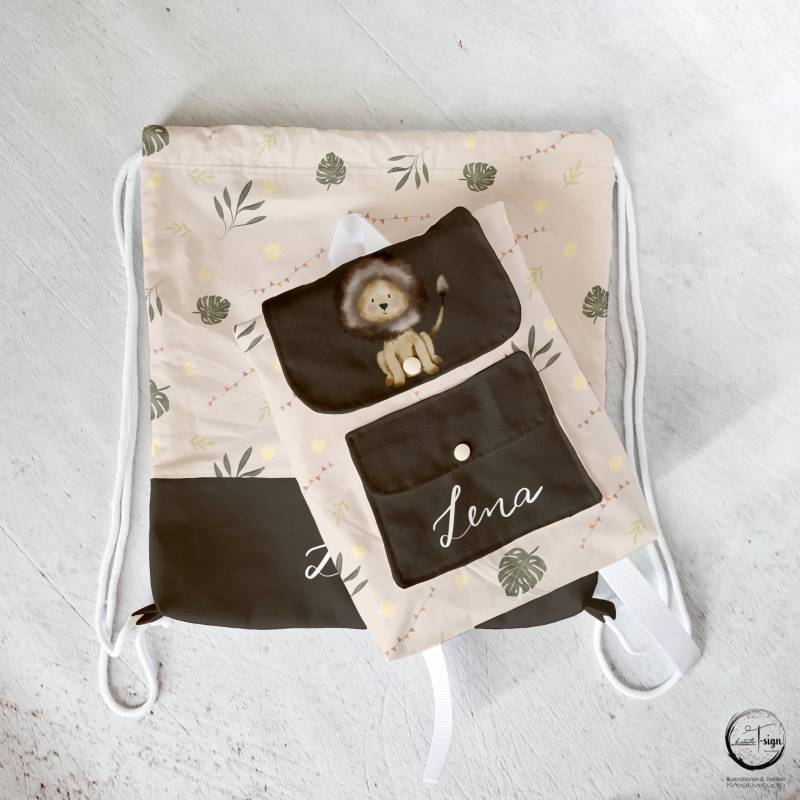 Kita-Set Kinderrucksack Mit Turnbeutel/ Wäschesack "Löwensafari" | Vorbestellung Kita-Set Kinderrucksack Mit Turnbeutel/ Wäschesack "Löwensafari" | Vorbestellung von KreativTsignKIDS