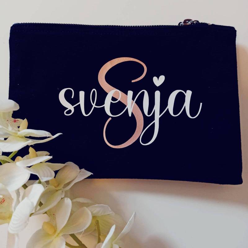 Kosmetiktasche Personalisiert, Schminktasche Name Geschenk, Kulturbeutel, Beautybag von KreativVogel