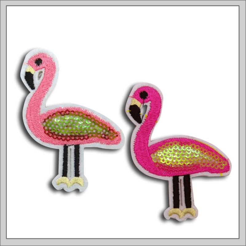 Applikation Flamingo Rosa, Pink 6x8 cm Zum Aufbügeln Pailetten Bunt Aufnäher von foxxee4u