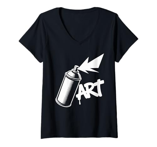 Damen Art Bunte Spraydose Street Style T-Shirt mit V-Ausschnitt Damen Art Bunte Spraydose Street Style T-Shirt mit V-Ausschnitt von Kreative Grafitti Urban Farben Kunst