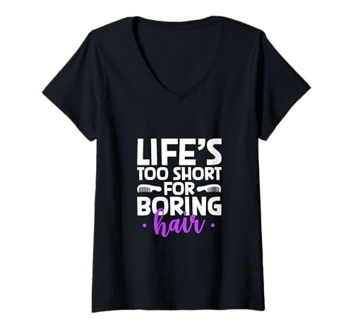 Damen Haarstyling - Kein Platz für Langeweile T-Shirt mit V-Ausschnitt von Kreative Haarstyling und Beauty Designs