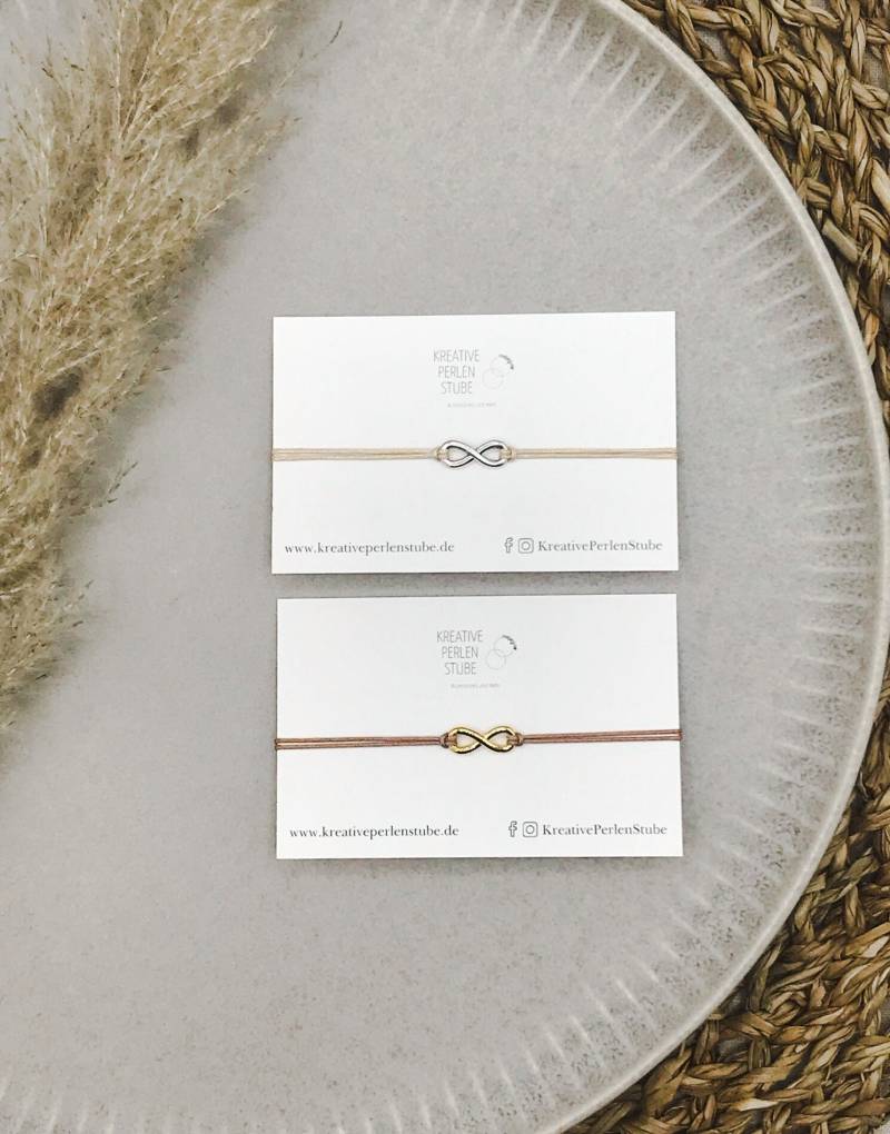 Filigranes Armband Makramee Mit Verbinder Infinity Unendlichkeit Versilbert Vergoldet Freundschaftsarmbänder Zartes Mehrere Farben von KreativePerlenStube