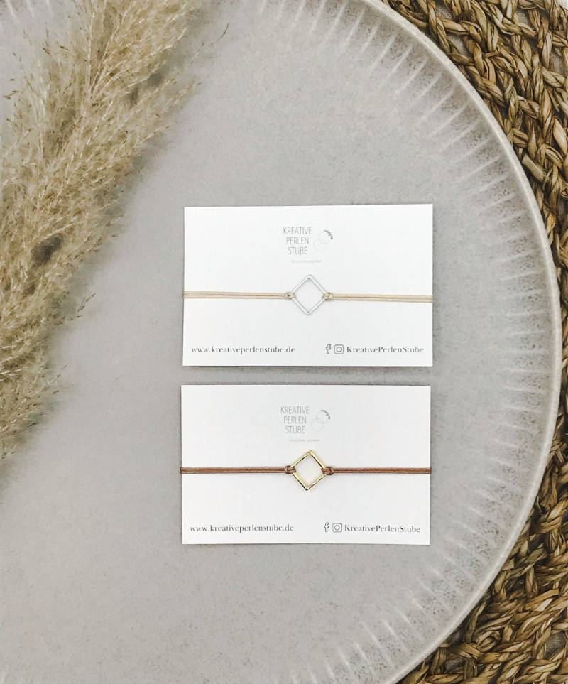 Filigranes Zartes Armband Makramee Verbinder Rechteck Viereck Quadrat Versilbert Edelstahl Freundschaftsarmbänder Geometrie Farbauswahl von KreativePerlenStube