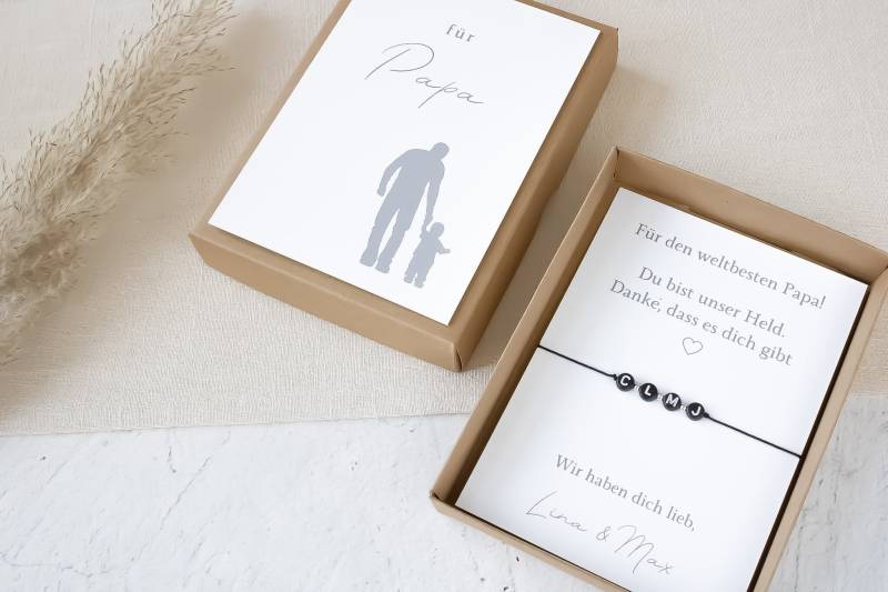 Geschenk-Set Vatertag | Geschenkbox Geschenkkarte Mit Makramee Armband Karte Für Geschenkidee Geschenk Von Kinder Papa von KreativePerlenStube