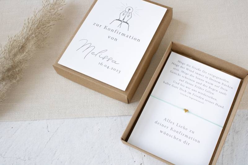 Geschenk-Set Zur Konfirmation | Geschenkkarte in Einer Box Mit Einem Makramee Armband Personalisierte Konfirmatonsgeschenke von KreativePerlenStube