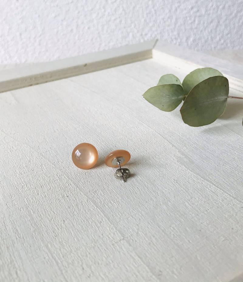 Ohrstecker Polaris Braun Glänzend Polarisohrstecker Ohrringe Cabochon 12mm Edelstahl Modeschmuck Geschenk Für Sie Schmuck Valentinstag von KreativePerlenStube