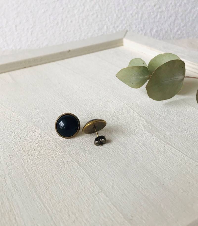 Ohrstecker Polaris Schwarz Glänzend Polarisohrstecker Ohrringe Cabochon 12mm Edelstahl Modeschmuck Geschenk Für Sie Schmuck Weihnachten von KreativePerlenStube