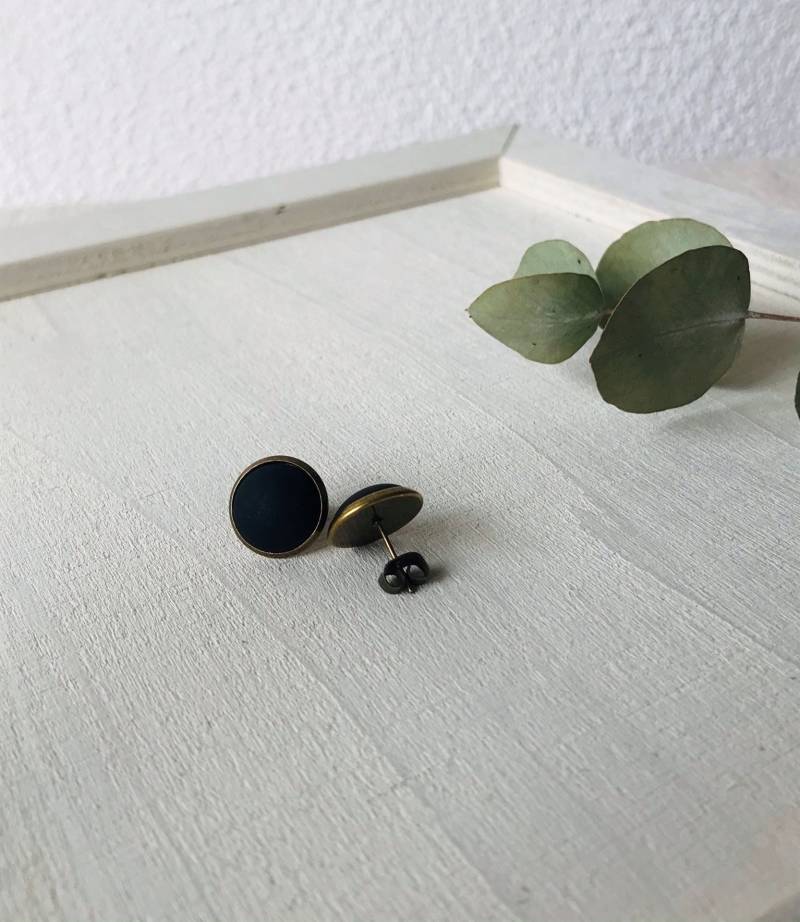 Ohrstecker Polaris Schwarz Matt Polarisohrstecker Ohrringe Cabochon 12mm Edelstahl Modeschmuck Geschenk Für Sie Weihnachten Valentinstag von KreativePerlenStube