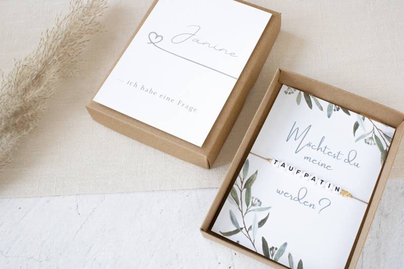 Taufpatin Fragen | Geschenkbox Geschenkkarte Mit Makramee Armband Personalisiert Taufe Möchtest Du Meine Werden von KreativePerlenStube