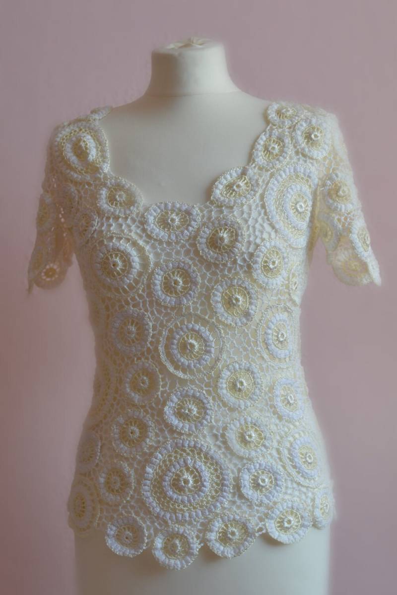 Top Gehäkelt Gr.36-46Baumwolle Echte Handarbeit von KreativeSpitze