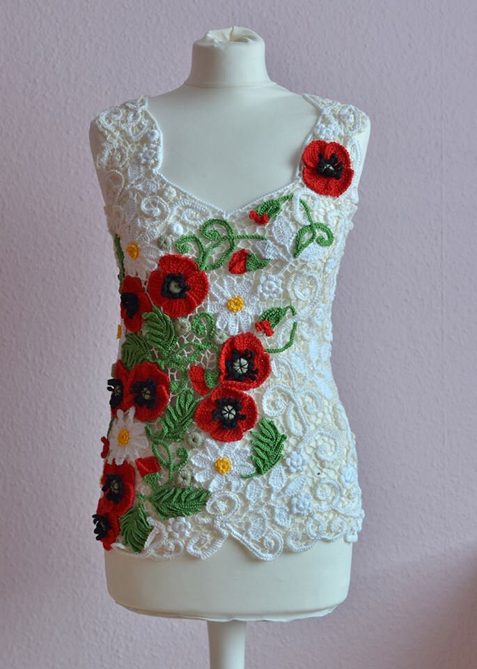 Top Gehäkelt Gr.36-46Baumwolle Echte Handarbeit von KreativeSpitze