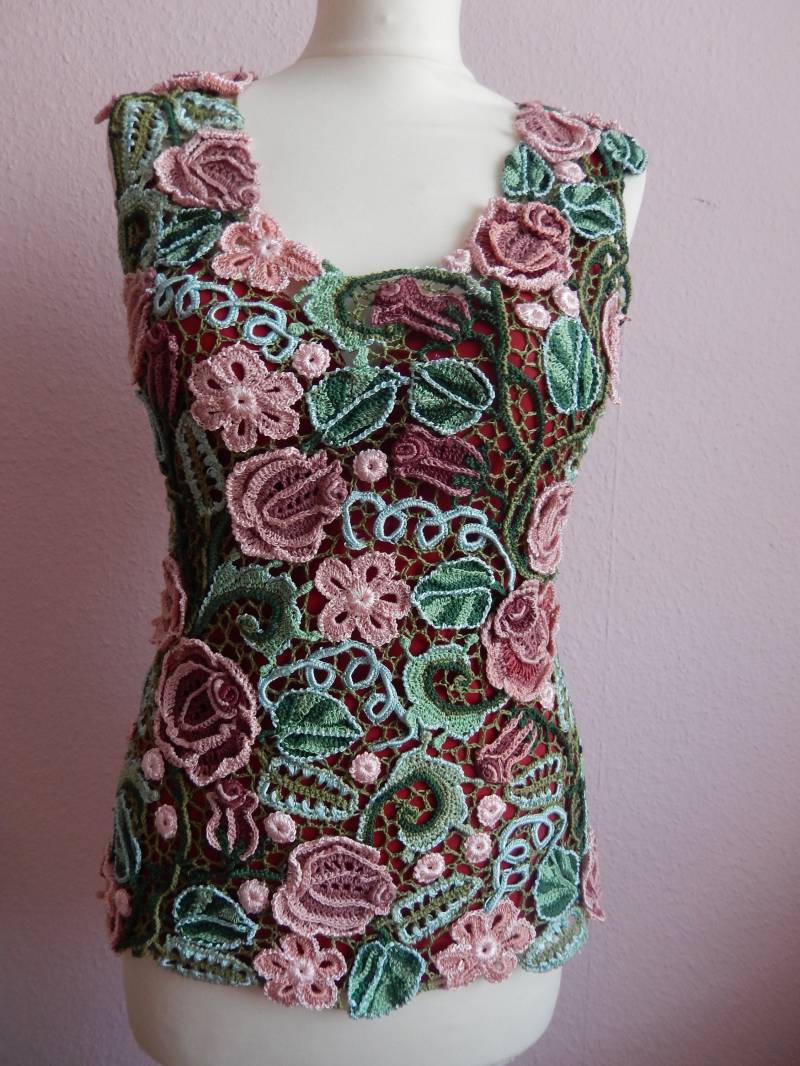 Top Gehäkelt Gr.36-46Baumwolle Echte Handarbeit von KreativeSpitze