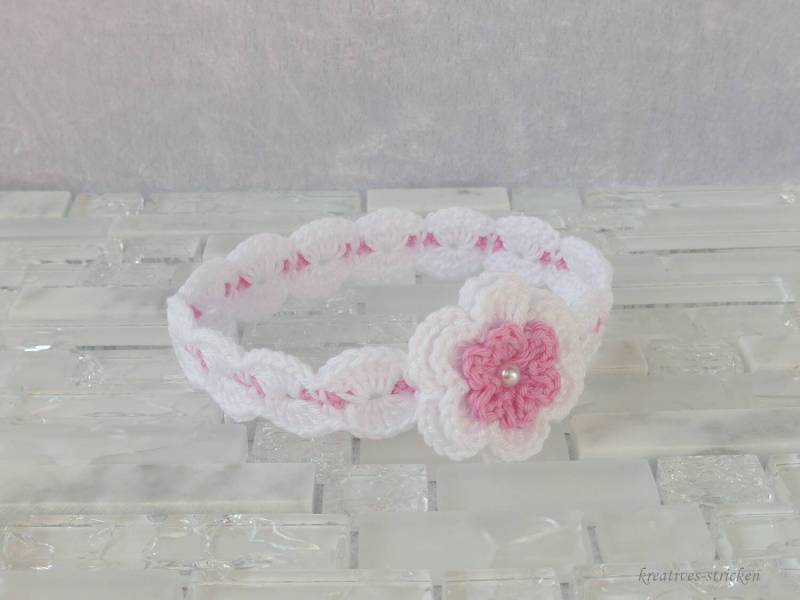 Gehäkeltes Babyhaarband Taufe von KreativesStricken
