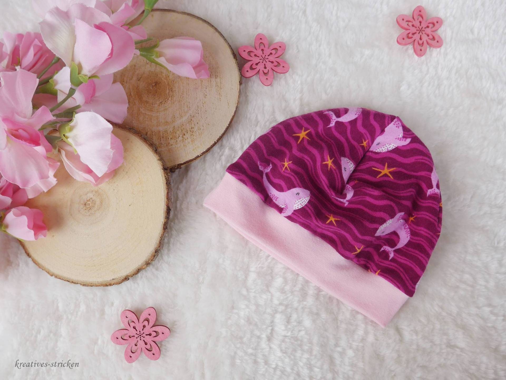 Ku 30-34 Genähte Babymütze "Wale" von KreativesStricken