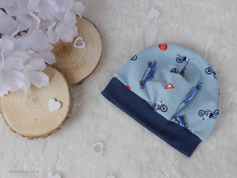 Ku 35-39 Genähte Babymütze "Polizei" Ku 35-39 Genähte Babymütze "Polizei" von KreativesStricken