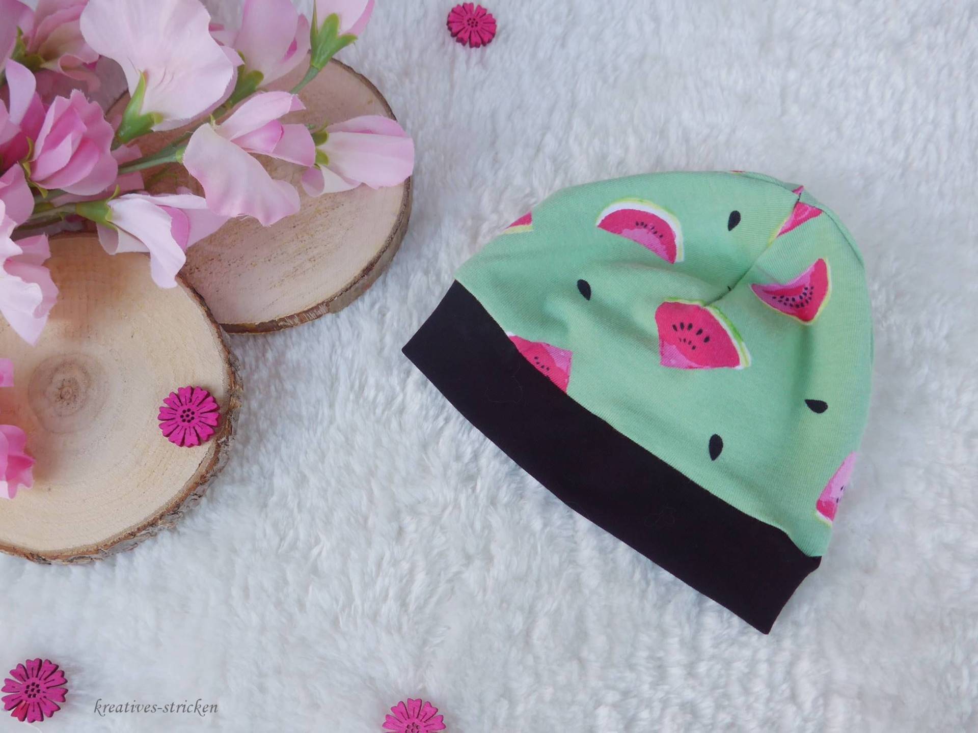 Ku 35-39 Genähte Babymütze "Süße Melone" von KreativesStricken