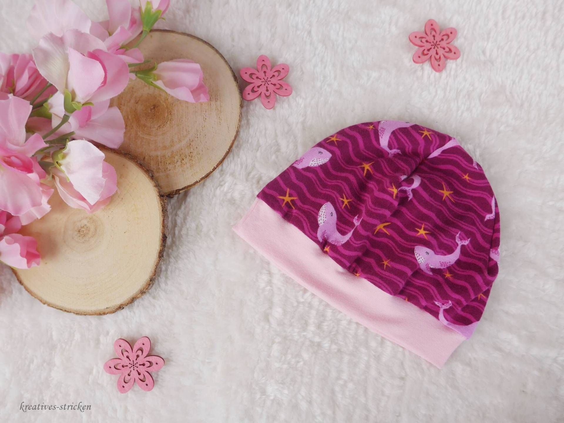 Ku 35-39 Genähte Babymütze "Wale" von KreativesStricken