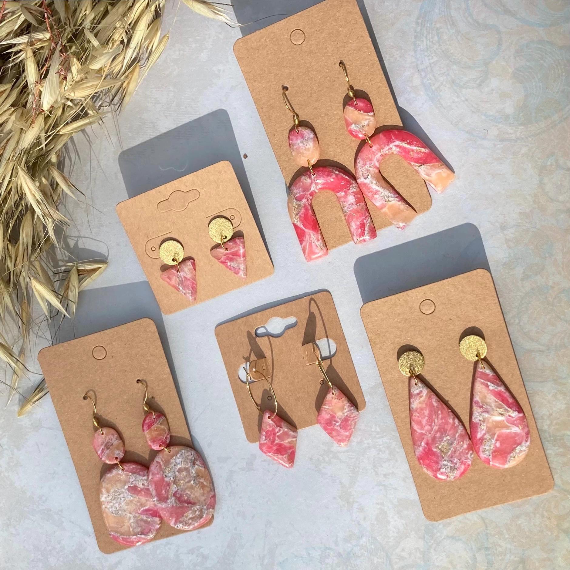 Ohrringe Aus Polymerton/Fimo, Edelstahl, Earrings Polymerclay, Rosa, Gold Ohrringe Aus Polymerton/Fimo, Edelstahl, Earrings Polymerclay, Rosa, Gold von KreativesW