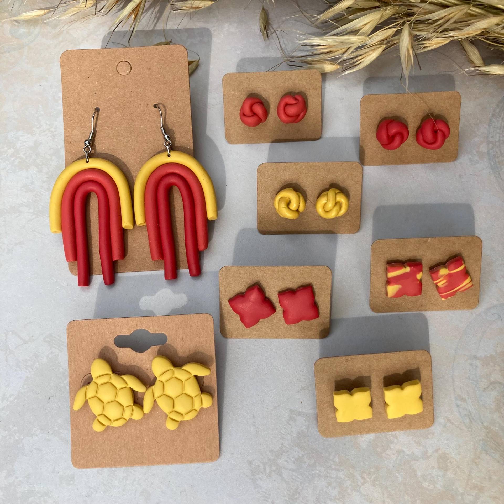 Ohrringe Aus Polymerton/Fimo, Edelstahl, Earrings Polymerclay, Rot, Gelb Ohrringe Aus Polymerton/Fimo, Edelstahl, Earrings Polymerclay, Rot, Gelb von KreativesW