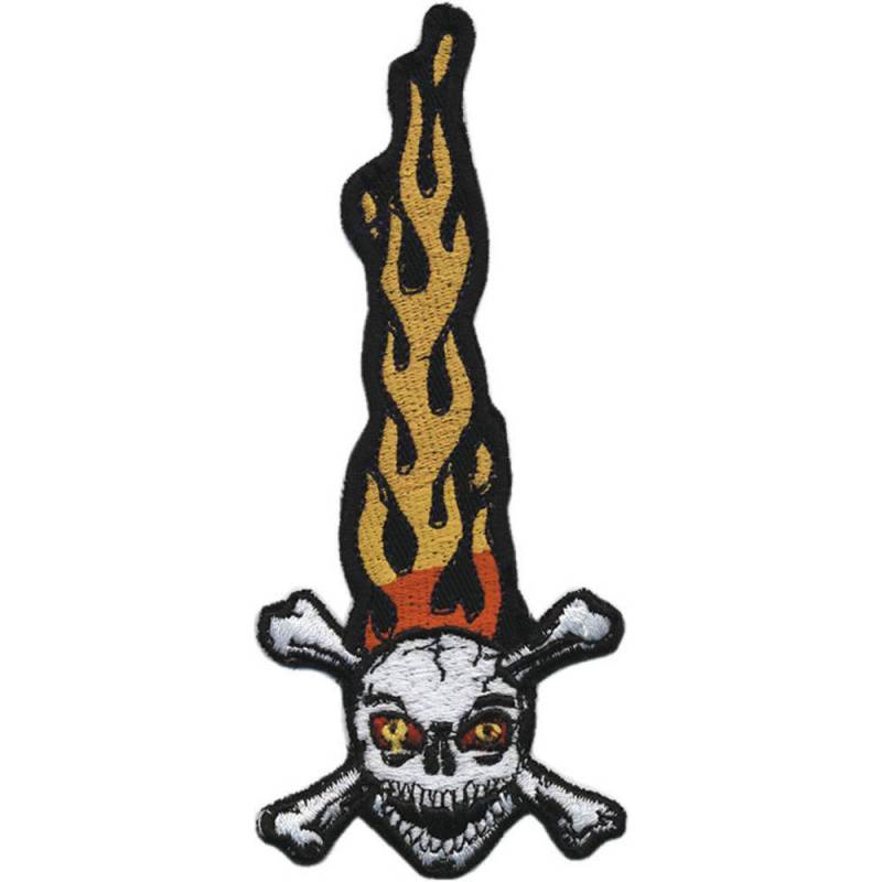 Aufnäher Applikation Patch Biker - Totenkopf in Flammen Gr. Ca. 10 X 2, 5 cm 03233 von Kreativhaeuschen