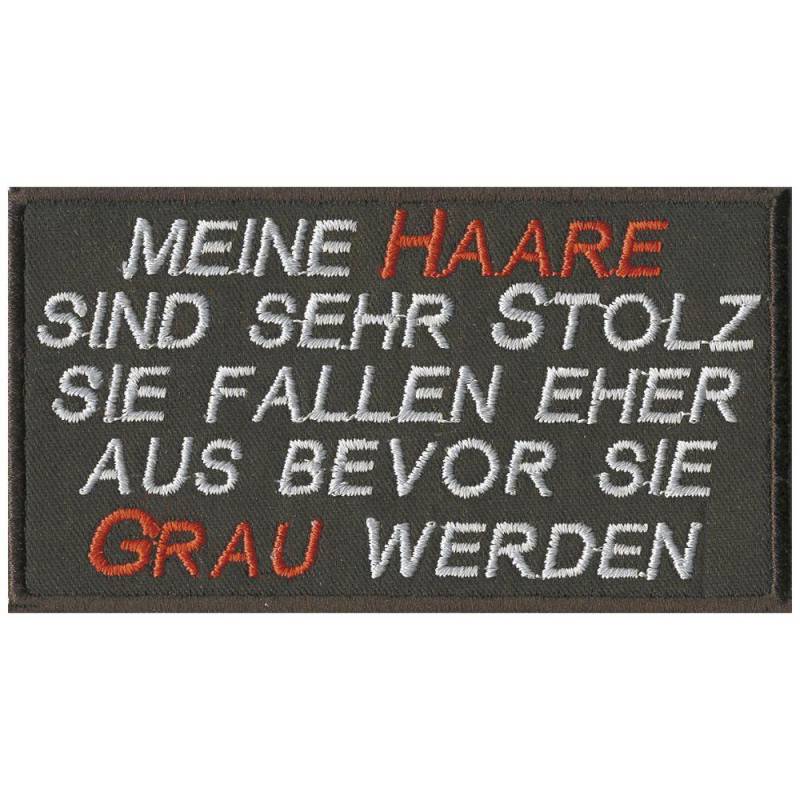 Aufnäher - Meine Haare Sind Stolz..grau... 06056 Gr. Ca. 11 X 6 cm von Kreativhaeuschen