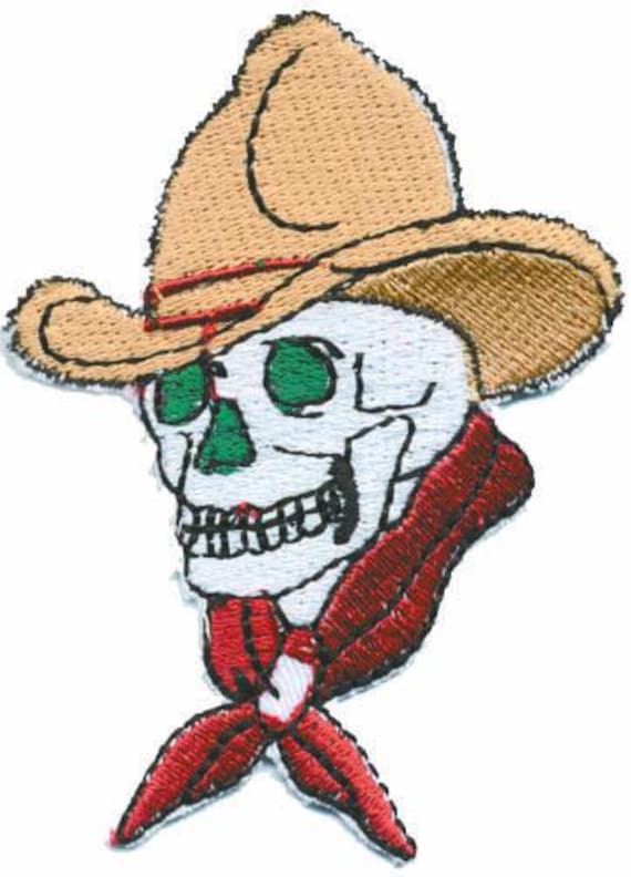 Aufnäher Patches Applikation - Totenkopf Mit Hut Gr. Ca. 7 X 5 cm 03053 von Kreativhaeuschen