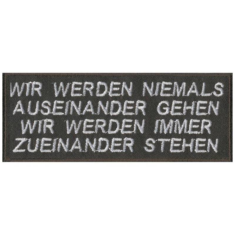 Aufnäher - Wir Werden Niemals... 06104 Gr. Ca. 12 X 4, 5 cm von Kreativhaeuschen