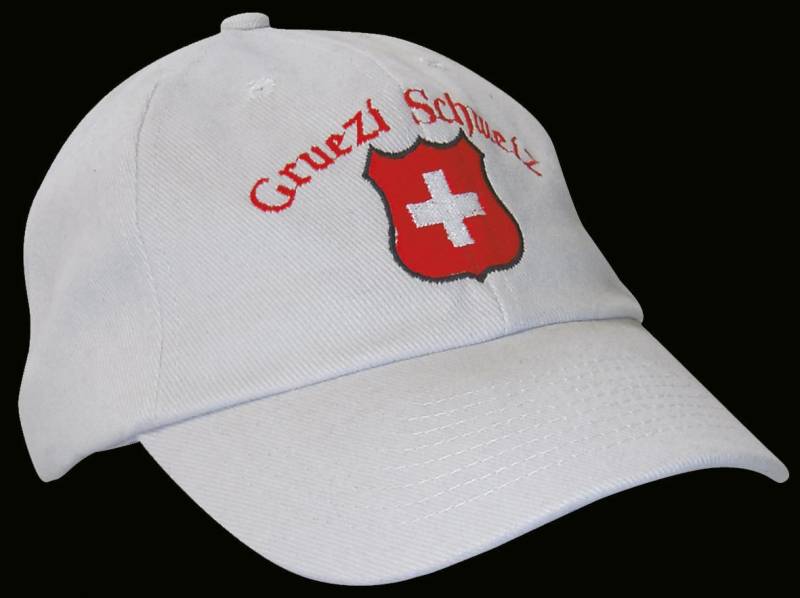 Baseballcap - Switzerland Gruezi Schweiz ... Schweizer Kreuz 68148 Weiss von Kreativhaeuschen