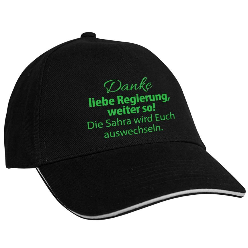 Cap Baseballcap Schirmmütze Kappe Mit Print - Danke Liebe Regierung... Sahra..auswechseln in Schwarz von Kreativhaeuschen