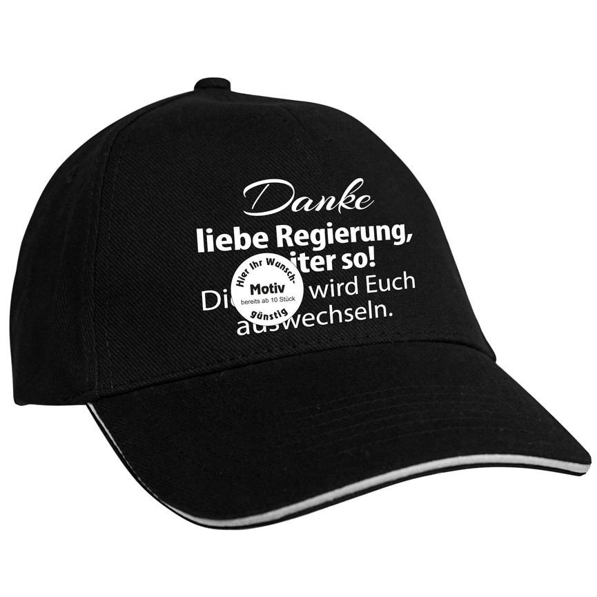 Cap Baseballcap Schirmmütze Kappe Mit Print - Liebe Regierung... Danke..auswechseln in Schwarz Personalisierbar Name von Kreativhaeuschen