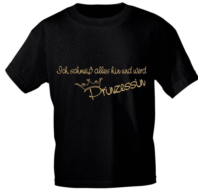 Kinder T-Shirt - Ich Schmeiß Alles Hin Und Werd Prinzessin 08151 Schwarz Gr. 86-164 von Kreativhaeuschen