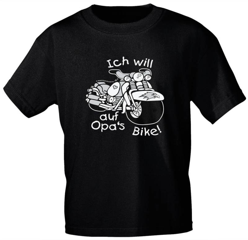 Kinder T-Shirt - Ich Will Auf Opas Bike 06904 Schwarz Gr. 86-164 von Kreativhaeuschen
