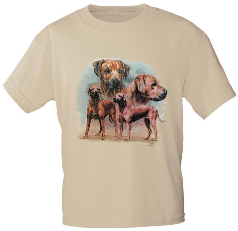 Kinder T-Shirt Mit Hundemotiv - Rhodesien Ridgeback 08127 Sandfarben Gr. 110-164 Jagdhund von Kreativhaeuschen