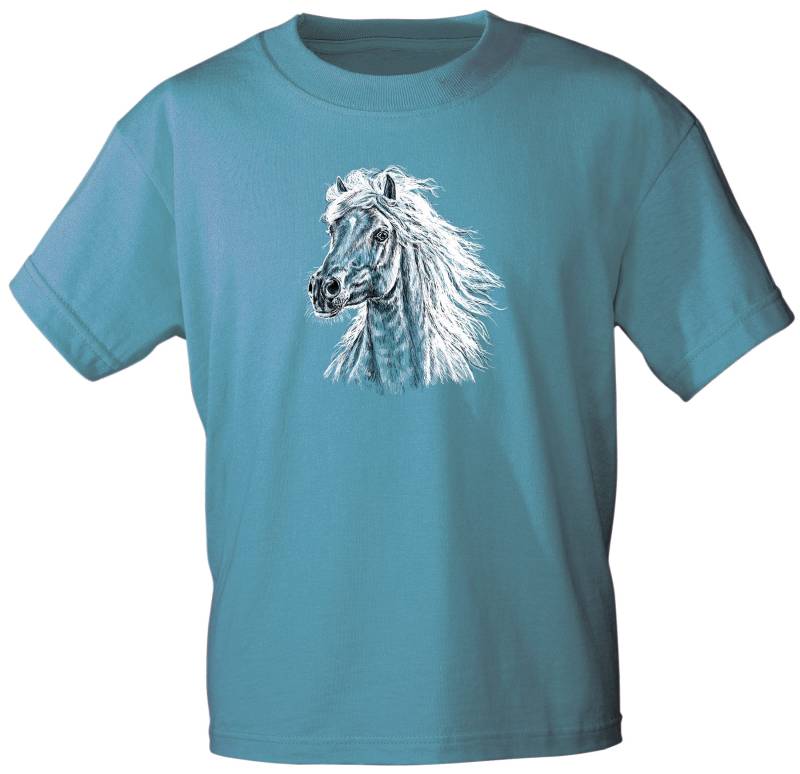 Kinder T-Shirt Mit Pferdemotiv - Haflinger 06953 Hellblau Gr. 110-164 von Kreativhaeuschen
