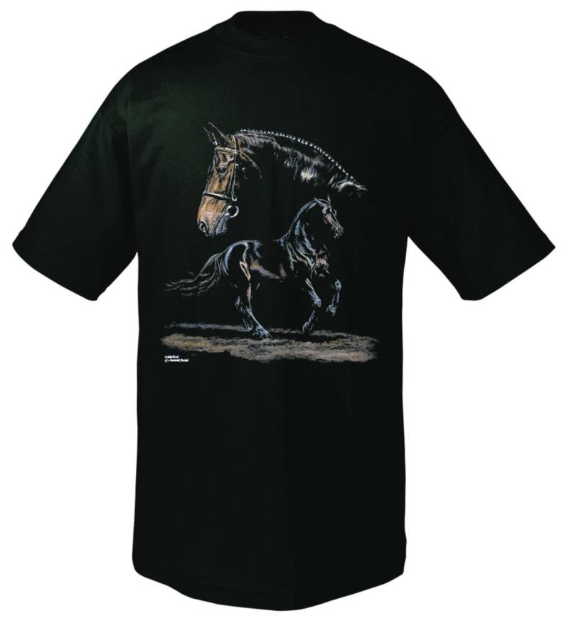 Kinder-T-Shirt Mit Pferdemotiv - Warmblut Gr. 110-164 08159 Schwarz von Kreativhaeuschen