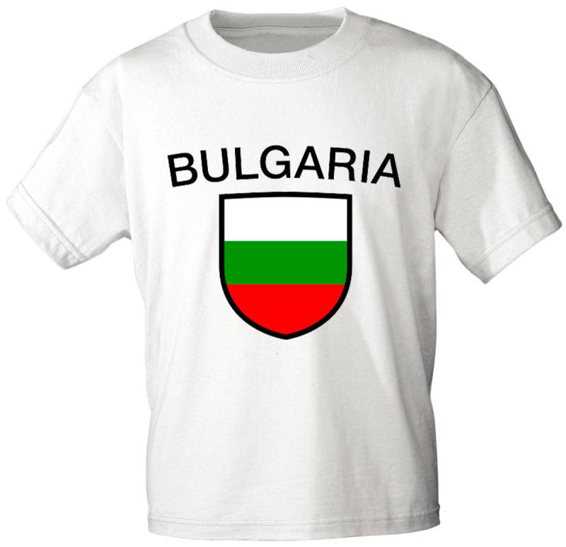 Kinder T-Shirt Mit Print - Bulgarien 76032 Weiß Gr. 86-164 von Kreativhaeuschen