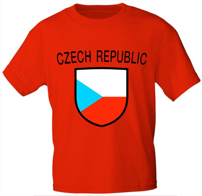 Kinder T-Shirt Mit Print - Czech Republic Tschechien 76172 Rot Gr. 86-164 von Kreativhaeuschen